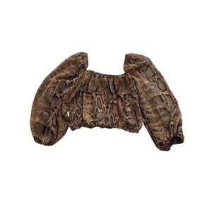 Zara Crop Top Blouse in Brown Python